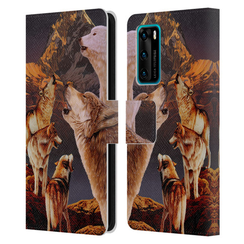 Graeme Stevenson Wildlife Wolves 2 Leather Book Wallet Case Cover For Huawei P40 5G