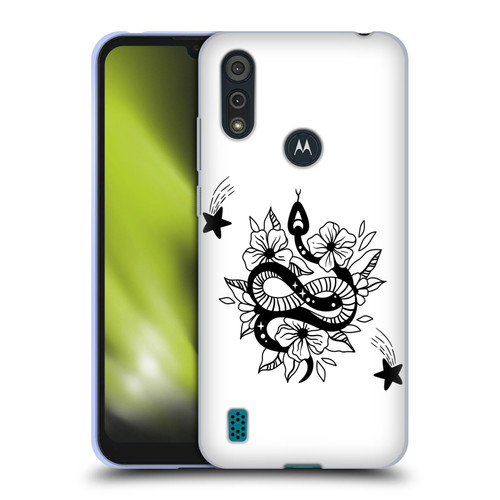 Haroulita Celestial Tattoo Snake And Flower Soft Gel Case for Motorola Moto E6s (2020)