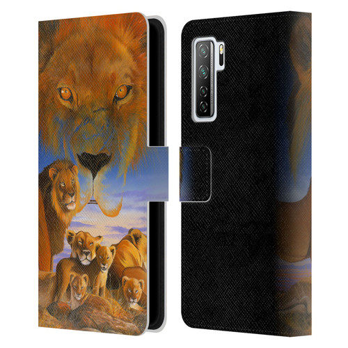 Graeme Stevenson Wildlife Lions Leather Book Wallet Case Cover For Huawei Nova 7 SE/P40 Lite 5G