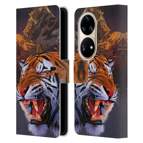 Graeme Stevenson Wildlife Tiger Leather Book Wallet Case Cover For Huawei P50 Pro