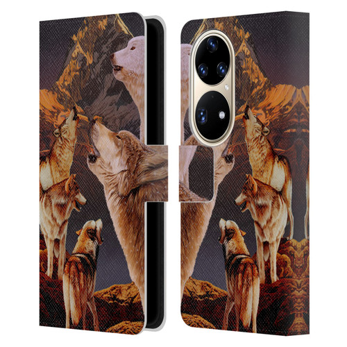 Graeme Stevenson Wildlife Wolves 2 Leather Book Wallet Case Cover For Huawei P50 Pro