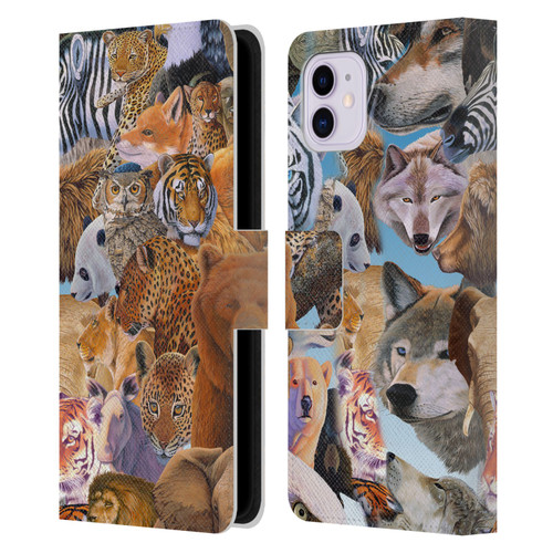 Graeme Stevenson Wildlife Animals Leather Book Wallet Case Cover For Apple iPhone 11