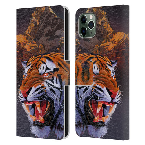 Graeme Stevenson Wildlife Tiger Leather Book Wallet Case Cover For Apple iPhone 11 Pro Max