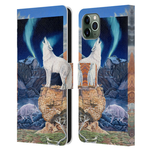 Graeme Stevenson Wildlife Wolves 3 Leather Book Wallet Case Cover For Apple iPhone 11 Pro Max
