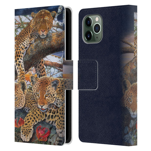 Graeme Stevenson Wildlife Leopard Leather Book Wallet Case Cover For Apple iPhone 11 Pro