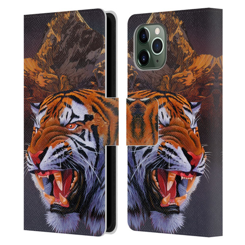 Graeme Stevenson Wildlife Tiger Leather Book Wallet Case Cover For Apple iPhone 11 Pro
