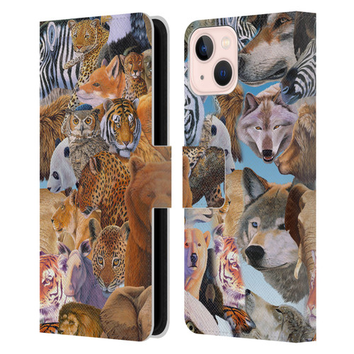 Graeme Stevenson Wildlife Animals Leather Book Wallet Case Cover For Apple iPhone 13