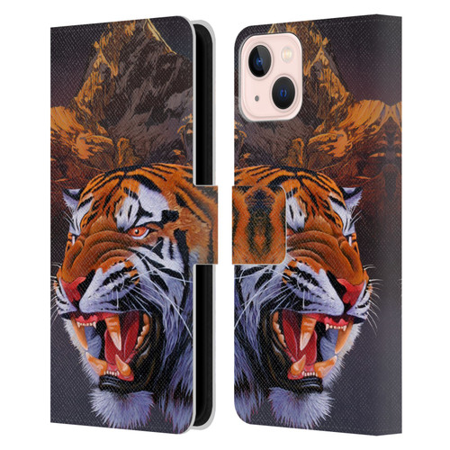 Graeme Stevenson Wildlife Tiger Leather Book Wallet Case Cover For Apple iPhone 13
