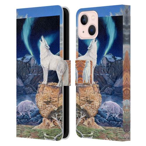 Graeme Stevenson Wildlife Wolves 3 Leather Book Wallet Case Cover For Apple iPhone 13