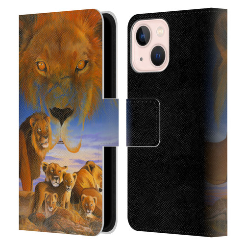 Graeme Stevenson Wildlife Lions Leather Book Wallet Case Cover For Apple iPhone 13 Mini