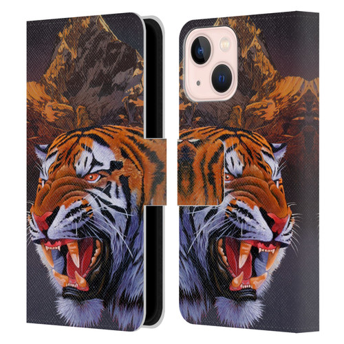 Graeme Stevenson Wildlife Tiger Leather Book Wallet Case Cover For Apple iPhone 13 Mini