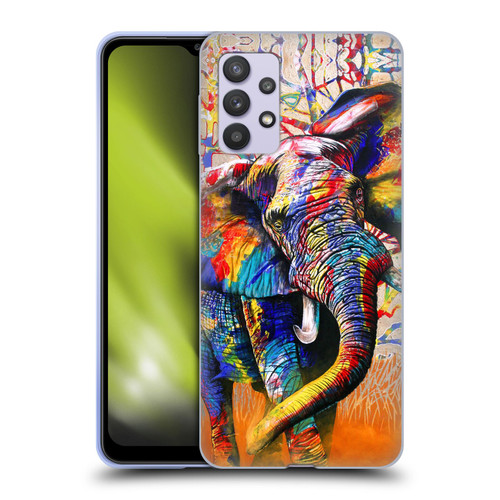 Graeme Stevenson Colourful Wildlife Elephant 4 Soft Gel Case for Samsung Galaxy A32 5G / M32 5G (2021)