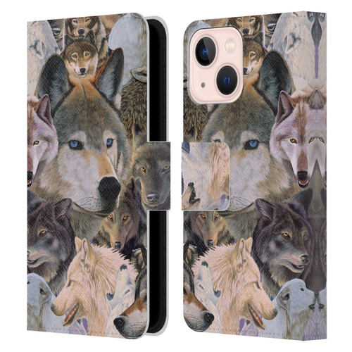 Graeme Stevenson Wildlife Wolves 1 Leather Book Wallet Case Cover For Apple iPhone 13 Mini