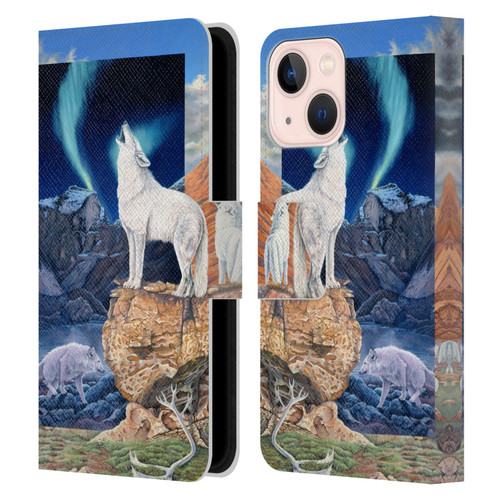 Graeme Stevenson Wildlife Wolves 3 Leather Book Wallet Case Cover For Apple iPhone 13 Mini