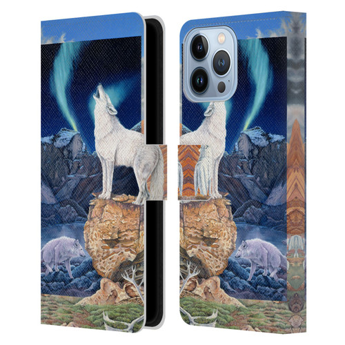 Graeme Stevenson Wildlife Wolves 3 Leather Book Wallet Case Cover For Apple iPhone 13 Pro Max