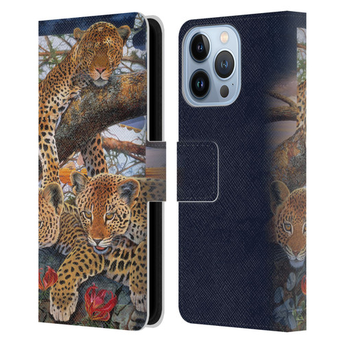 Graeme Stevenson Wildlife Leopard Leather Book Wallet Case Cover For Apple iPhone 13 Pro