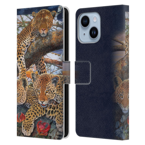 Graeme Stevenson Wildlife Leopard Leather Book Wallet Case Cover For Apple iPhone 14 Plus