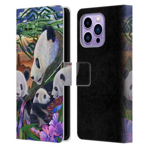 Graeme Stevenson Wildlife Pandas Leather Book Wallet Case Cover For Apple iPhone 14 Pro Max