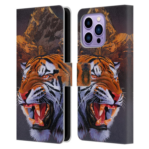 Graeme Stevenson Wildlife Tiger Leather Book Wallet Case Cover For Apple iPhone 14 Pro Max
