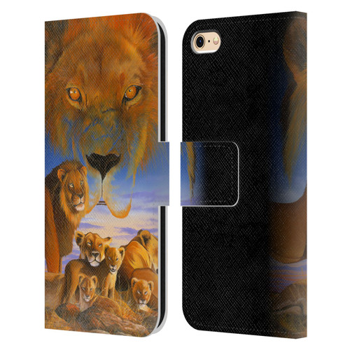 Graeme Stevenson Wildlife Lions Leather Book Wallet Case Cover For Apple iPhone 6 / iPhone 6s