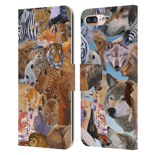 Graeme Stevenson Wildlife Animals Leather Book Wallet Case Cover For Apple iPhone 7 Plus / iPhone 8 Plus