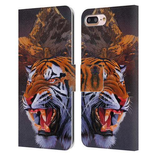 Graeme Stevenson Wildlife Tiger Leather Book Wallet Case Cover For Apple iPhone 7 Plus / iPhone 8 Plus