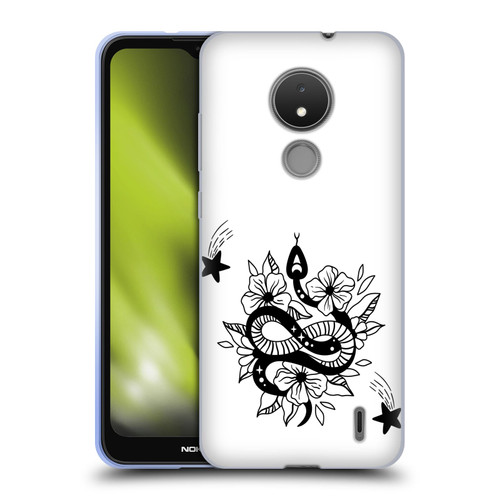 Haroulita Celestial Tattoo Snake And Flower Soft Gel Case for Nokia C21