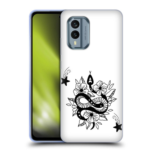 Haroulita Celestial Tattoo Snake And Flower Soft Gel Case for Nokia X30