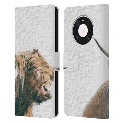 Patrik Lovrin Animal Portraits Majestic Highland Cow Leather Book Wallet Case Cover For Huawei Mate 40 Pro 5G