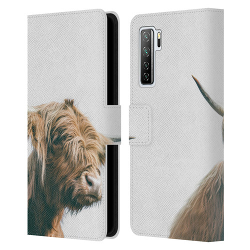 Patrik Lovrin Animal Portraits Majestic Highland Cow Leather Book Wallet Case Cover For Huawei Nova 7 SE/P40 Lite 5G