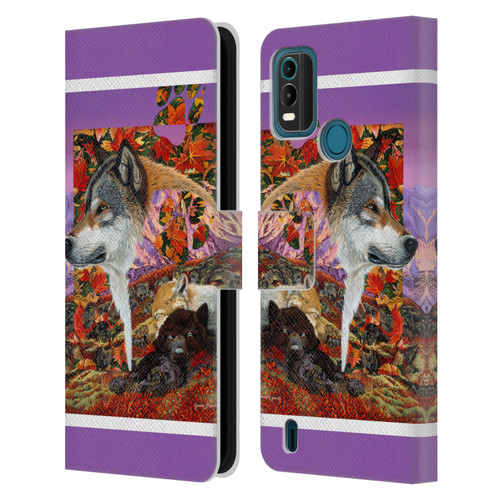 Graeme Stevenson Wildlife Wolves 4 Leather Book Wallet Case Cover For Nokia G11 Plus