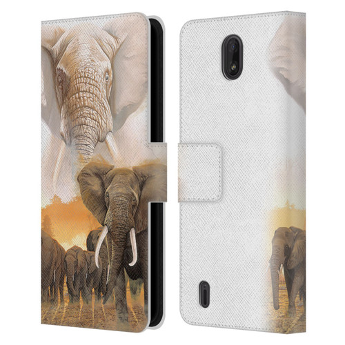 Graeme Stevenson Wildlife Elephants Leather Book Wallet Case Cover For Nokia C01 Plus/C1 2nd Edition