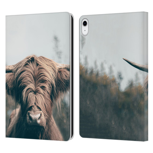 Patrik Lovrin Animal Portraits Highland Cow Leather Book Wallet Case Cover For Apple iPad 10.9 (2022)