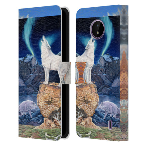 Graeme Stevenson Wildlife Wolves 3 Leather Book Wallet Case Cover For Nokia C10 / C20