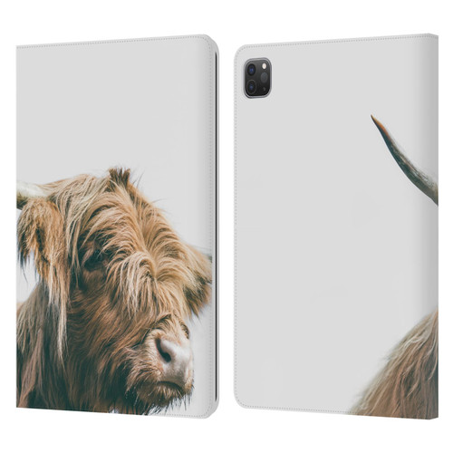 Patrik Lovrin Animal Portraits Majestic Highland Cow Leather Book Wallet Case Cover For Apple iPad Pro 11 2020 / 2021 / 2022