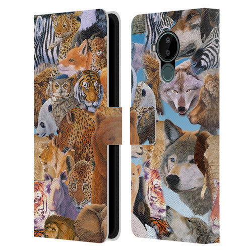 Graeme Stevenson Wildlife Animals Leather Book Wallet Case Cover For Nokia C30