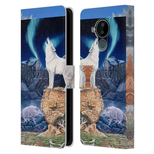 Graeme Stevenson Wildlife Wolves 3 Leather Book Wallet Case Cover For Nokia C30