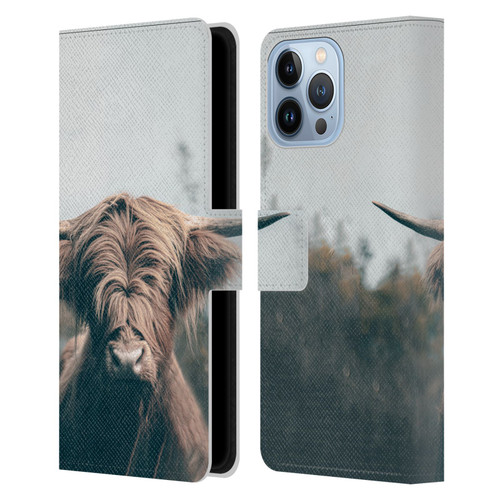 Patrik Lovrin Animal Portraits Highland Cow Leather Book Wallet Case Cover For Apple iPhone 13 Pro Max