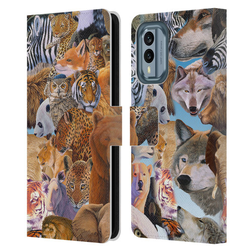 Graeme Stevenson Wildlife Animals Leather Book Wallet Case Cover For Nokia X30