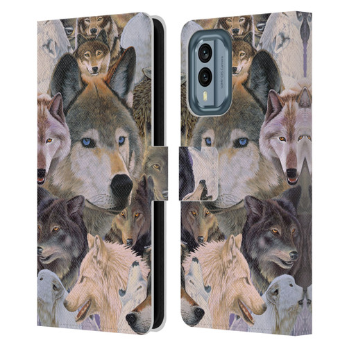 Graeme Stevenson Wildlife Wolves 1 Leather Book Wallet Case Cover For Nokia X30