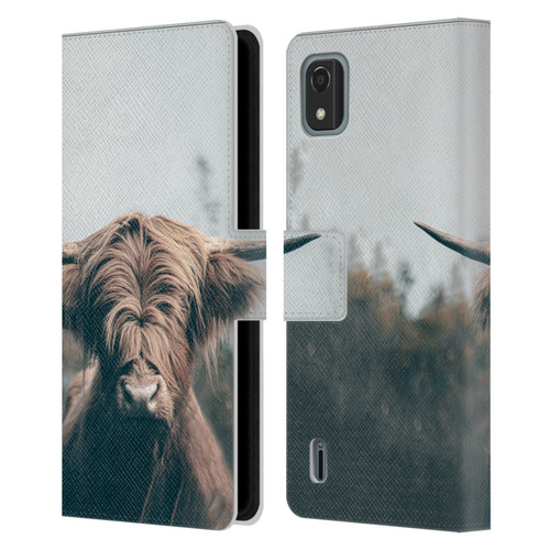 Patrik Lovrin Animal Portraits Highland Cow Leather Book Wallet Case Cover For Nokia C2 2nd Edition