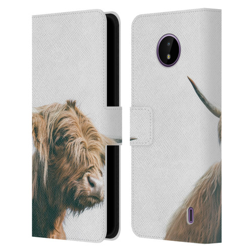 Patrik Lovrin Animal Portraits Majestic Highland Cow Leather Book Wallet Case Cover For Nokia C10 / C20