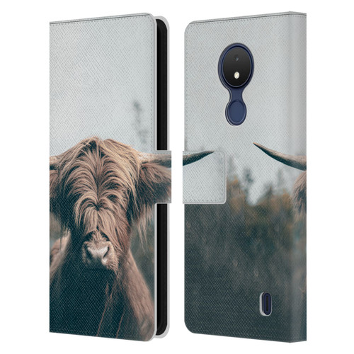 Patrik Lovrin Animal Portraits Highland Cow Leather Book Wallet Case Cover For Nokia C21