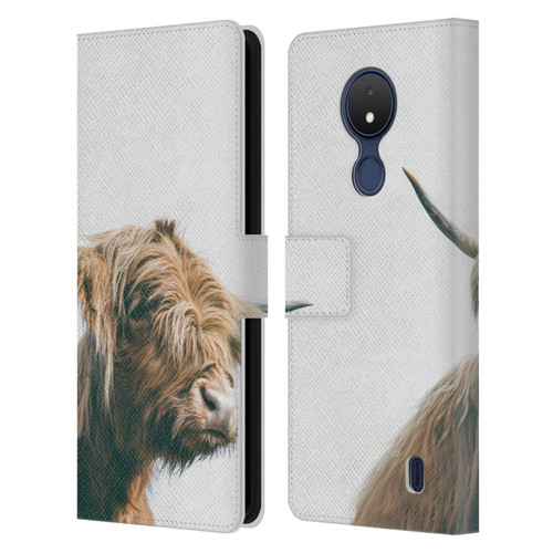 Patrik Lovrin Animal Portraits Majestic Highland Cow Leather Book Wallet Case Cover For Nokia C21