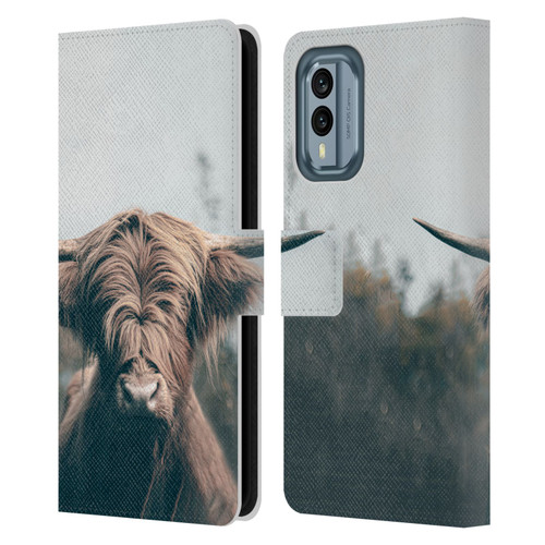 Patrik Lovrin Animal Portraits Highland Cow Leather Book Wallet Case Cover For Nokia X30