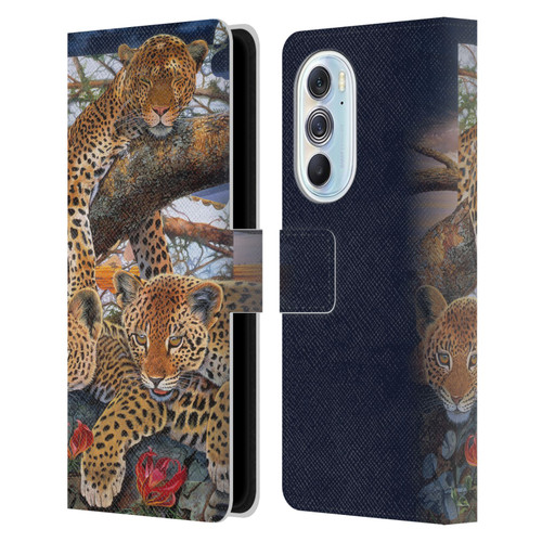 Graeme Stevenson Wildlife Leopard Leather Book Wallet Case Cover For Motorola Edge X30