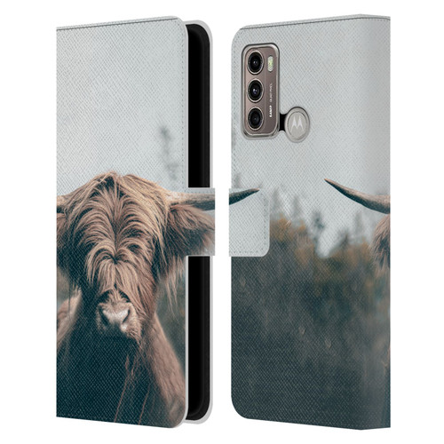 Patrik Lovrin Animal Portraits Highland Cow Leather Book Wallet Case Cover For Motorola Moto G60 / Moto G40 Fusion