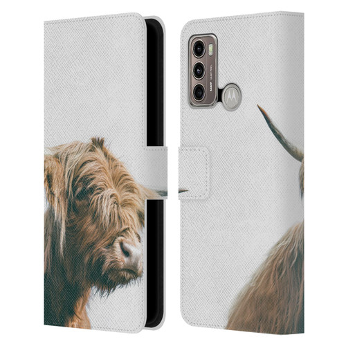 Patrik Lovrin Animal Portraits Majestic Highland Cow Leather Book Wallet Case Cover For Motorola Moto G60 / Moto G40 Fusion