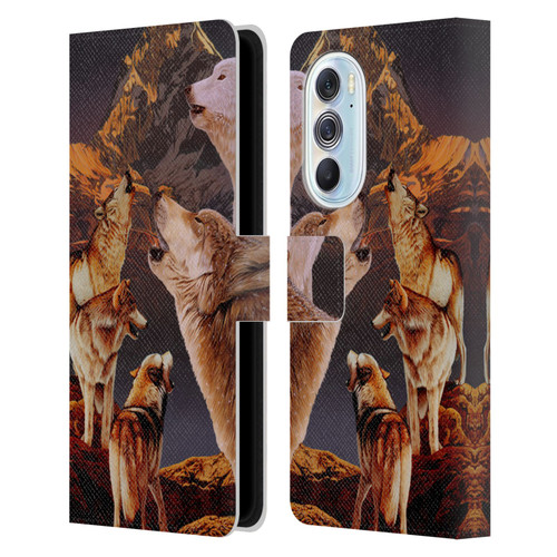 Graeme Stevenson Wildlife Wolves 2 Leather Book Wallet Case Cover For Motorola Edge X30