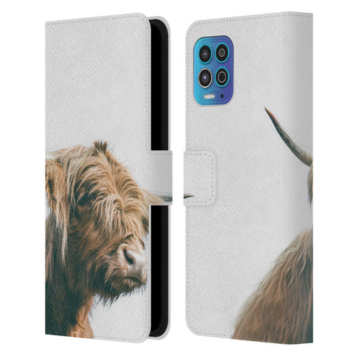 Patrik Lovrin Animal Portraits Majestic Highland Cow Leather Book Wallet Case Cover For Motorola Moto G100